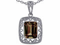 Star K Emerald Cut Smoky Quartz Pendant Necklace