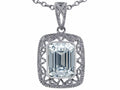Star K Emerald Cut White Topaz Pendant Necklace