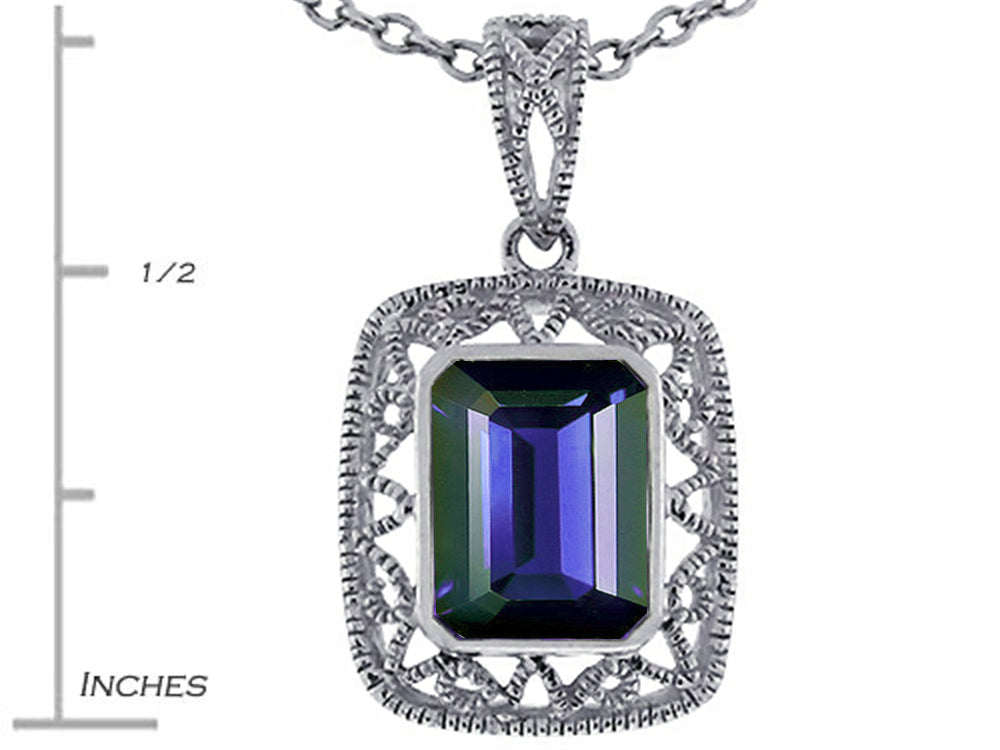 Star K Emerald Cut Genuine Iolite Pendant Necklace