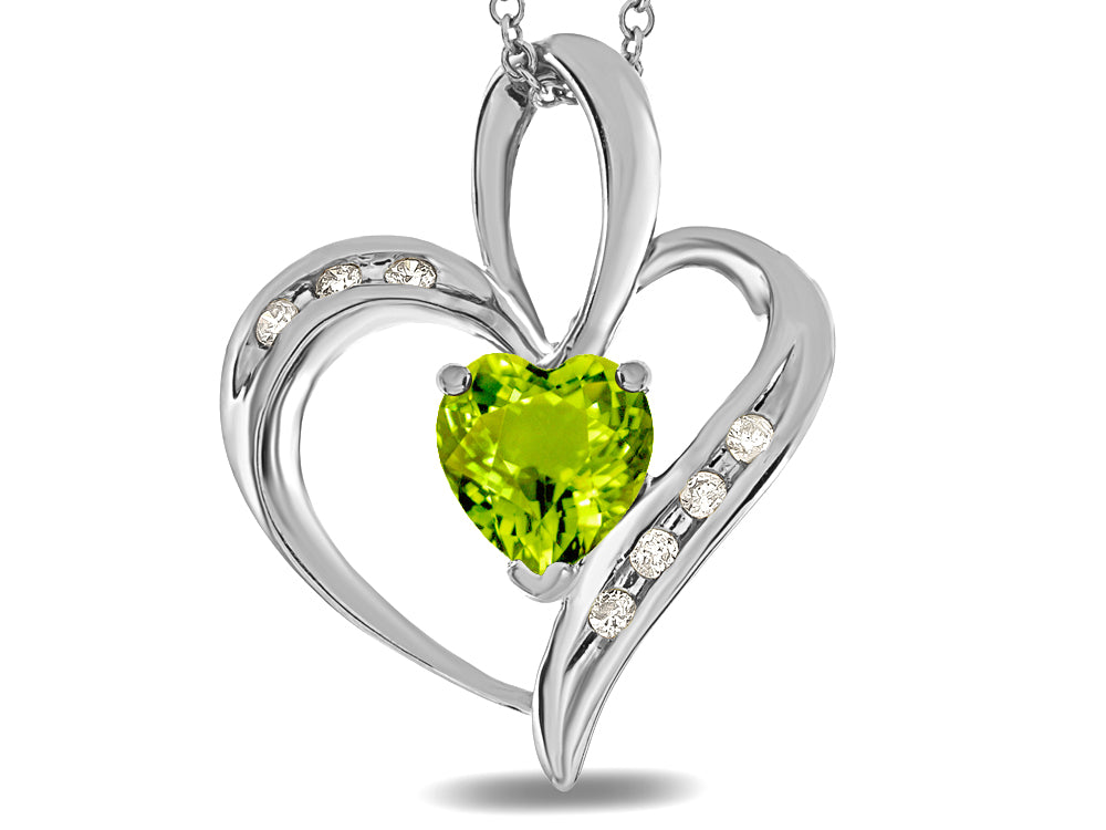 Star K Heart Shape 6mm Genuine Peridot Pendant Necklace