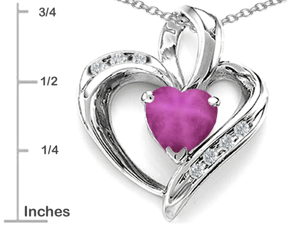 Star K Heart Shape 6mm Created Star Ruby Pendant Necklace