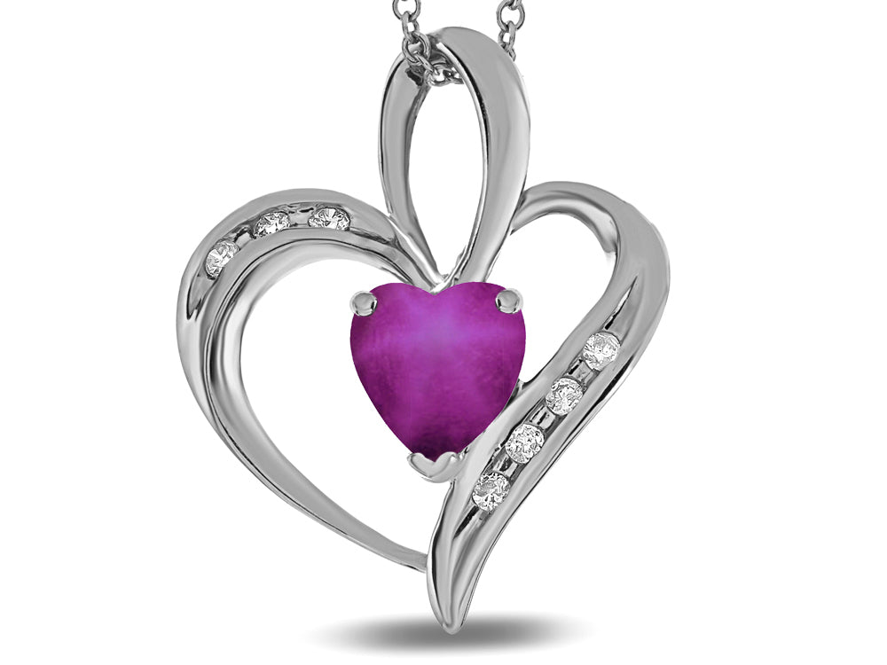 Star K Heart Shape 6mm Created Star Ruby Pendant Necklace