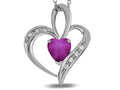 Star K Heart Shape 6mm Created Star Ruby Pendant Necklace