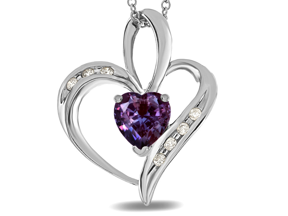 Star K Heart Shape 6mm Simulated Alexandrite Pendant Necklace
