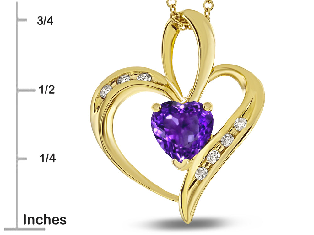 Star K Heart Shape 6mm Genuine Amethyst Pendant Necklace