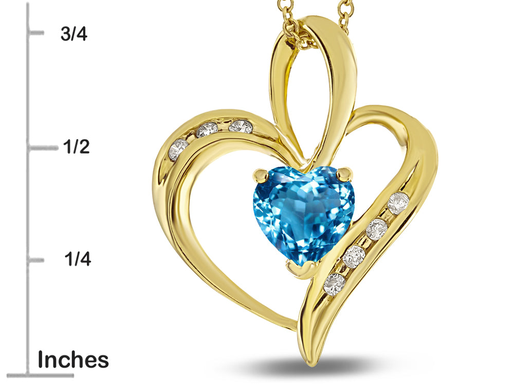 Star K Heart Shape 6mm Genuine Blue Topaz Pendant Necklace