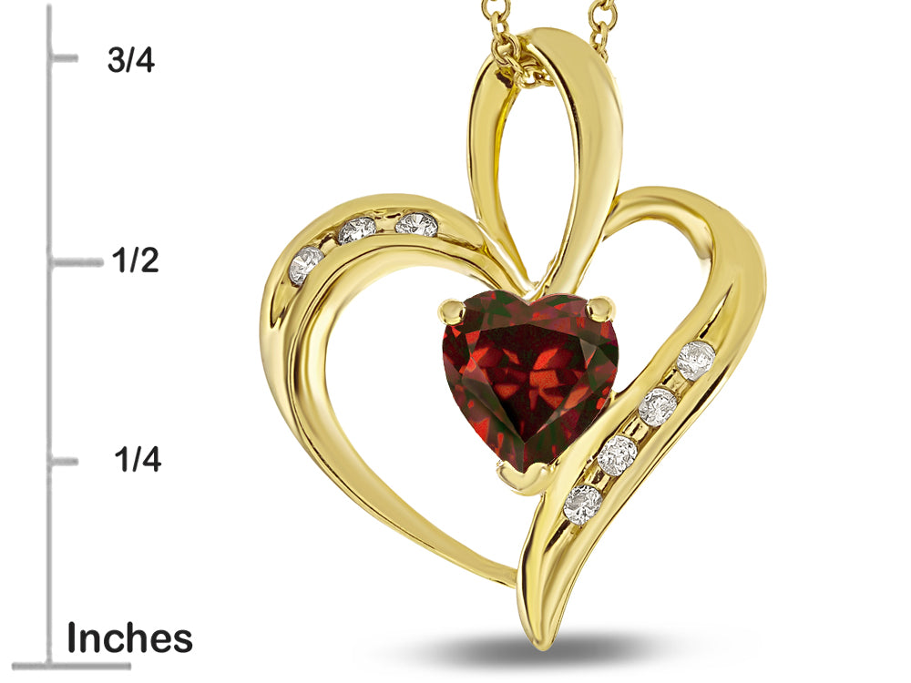 Star K Heart Shape 6mm Genuine Garnet Pendant Necklace