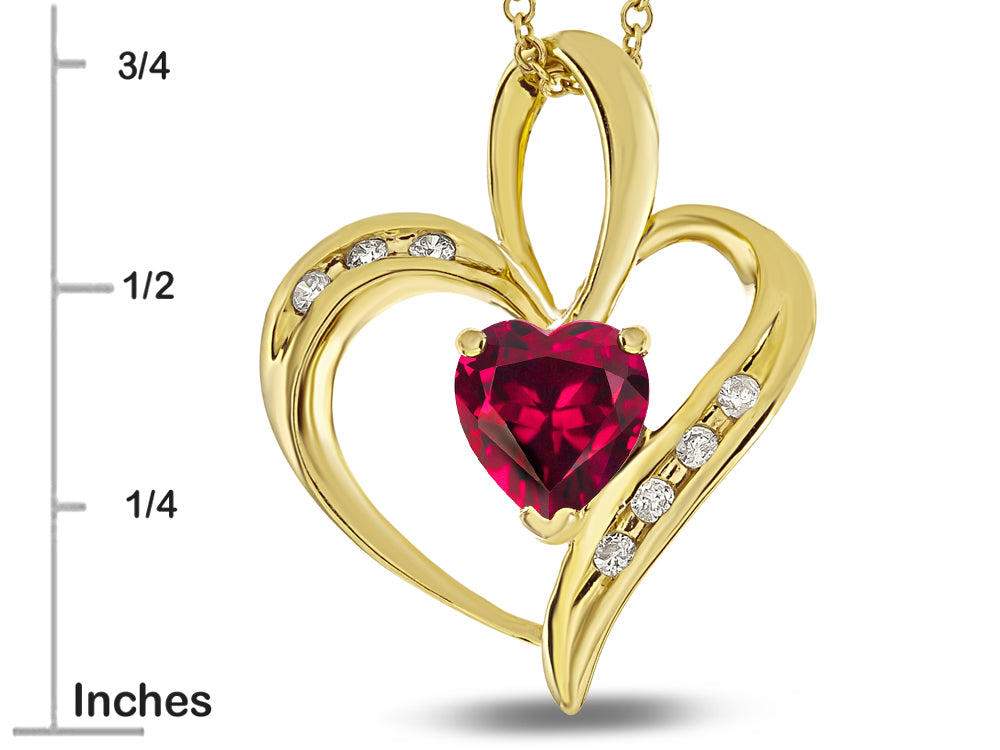 Star K Heart Shape 6mm Created Ruby Pendant Necklace