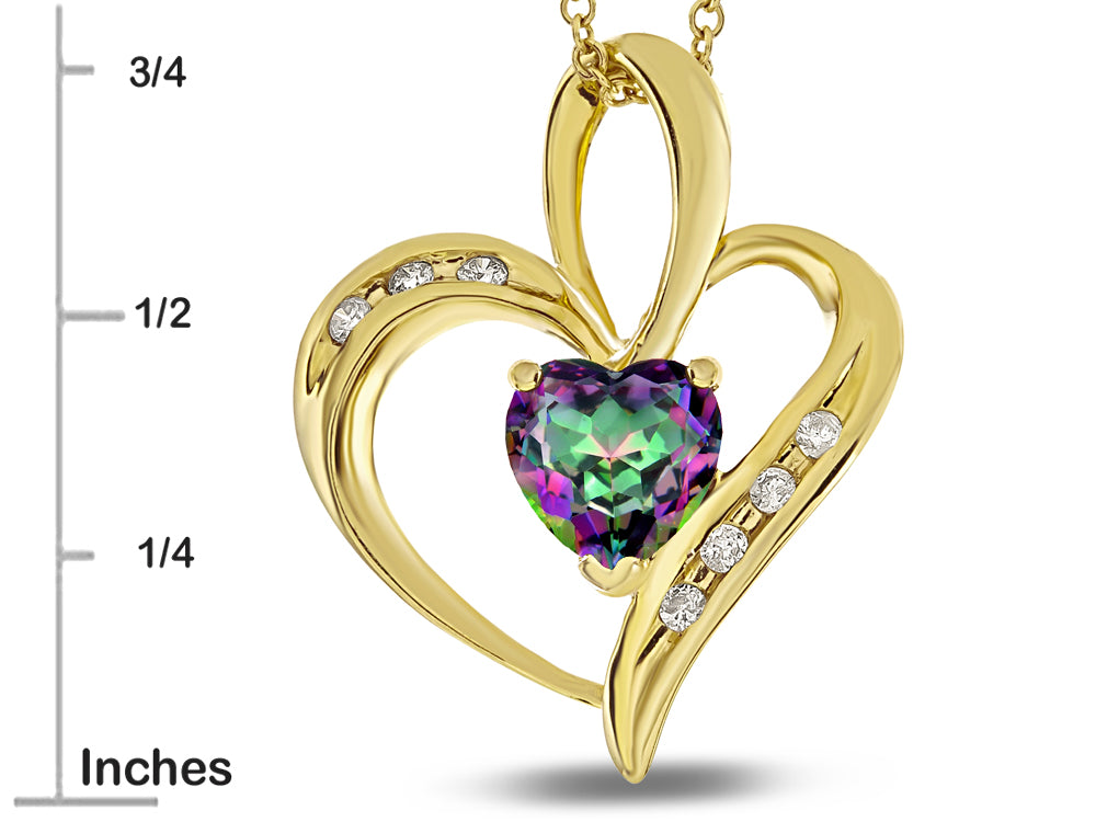 Star K Heart Shape 6mm Mystic Rainbow Topaz Pendant Necklace