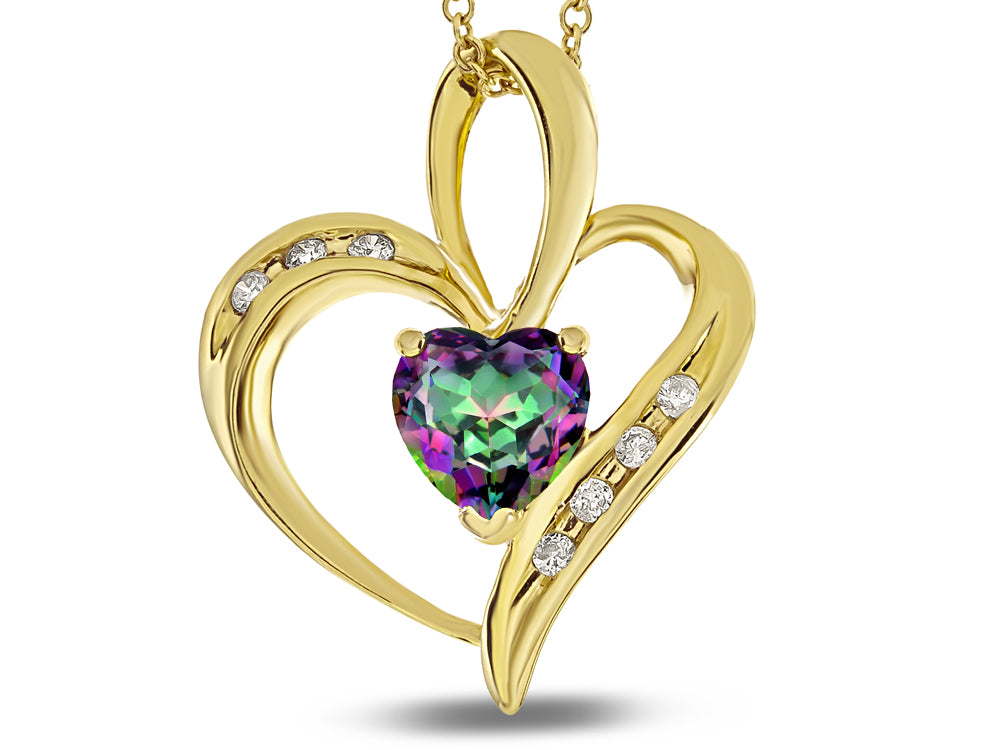 Star K Heart Shape 6mm Mystic Rainbow Topaz Pendant Necklace