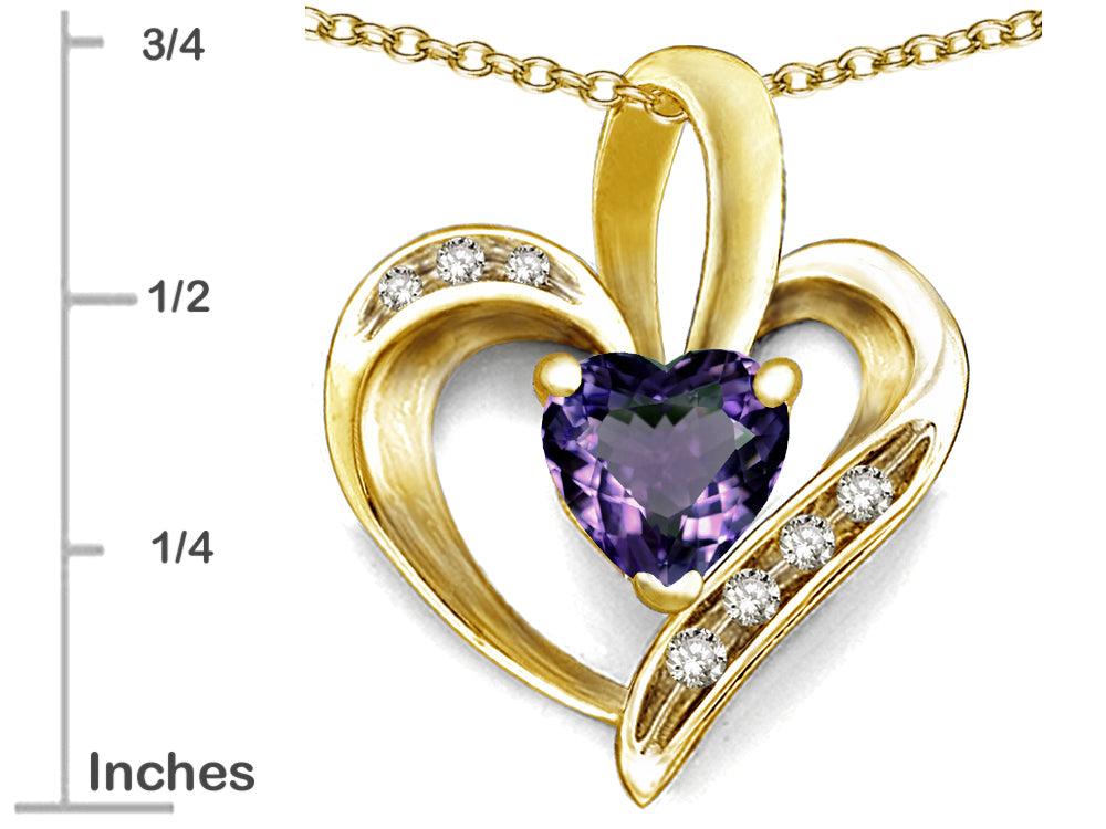 Star K Heart Shape 6mm Simulated Alexandrite Pendant Necklace
