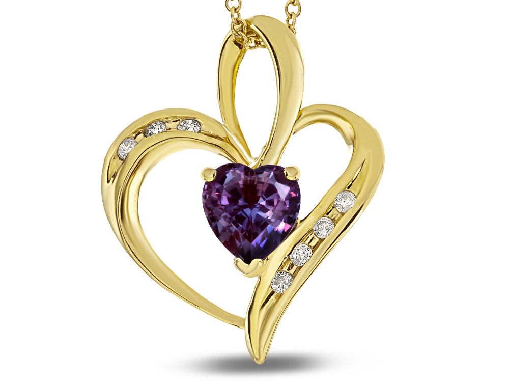 Star K Heart Shape 6mm Simulated Alexandrite Pendant Necklace