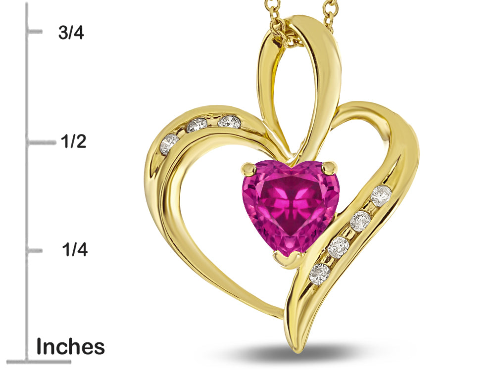 Star K Heart Shape 6mm Simulated Pink Tourmaline Pendant Necklace