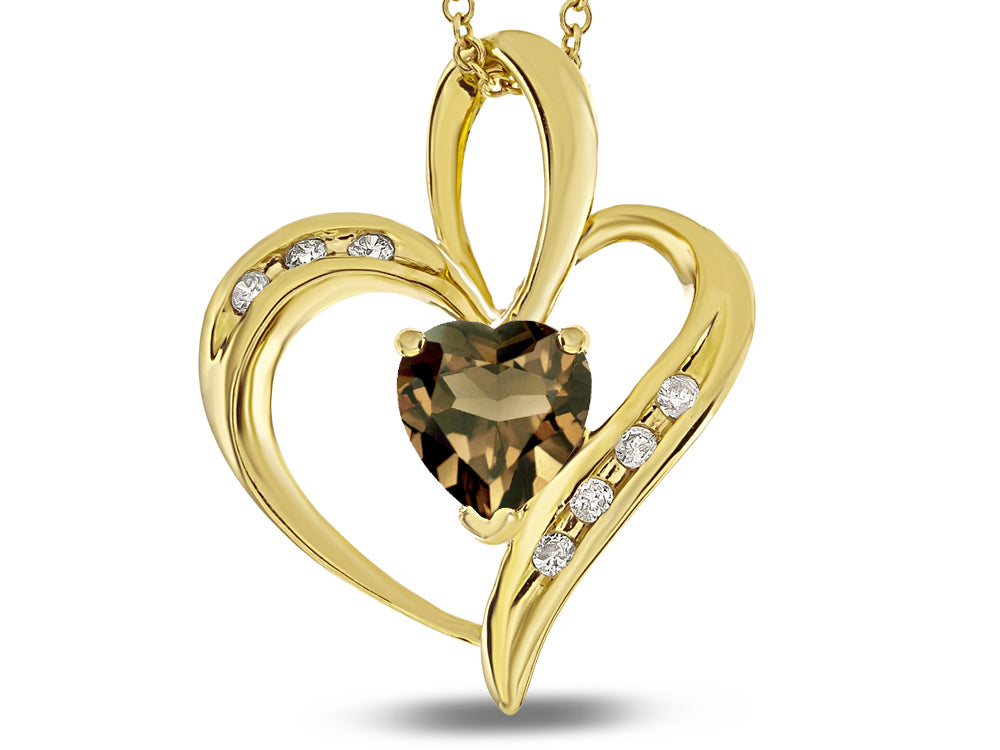 Star K Heart Shape 6mm Smoky Quartz Pendant Necklace