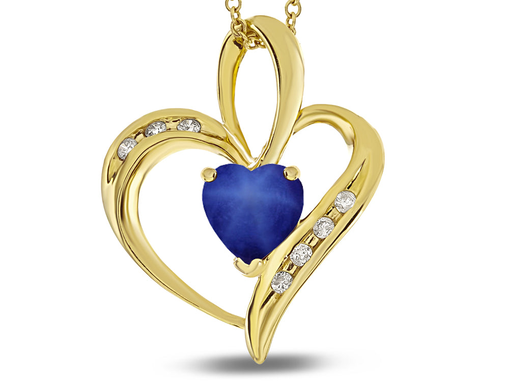 Star K Heart Shape 6mm Created Star Sapphire Pendant Necklace
