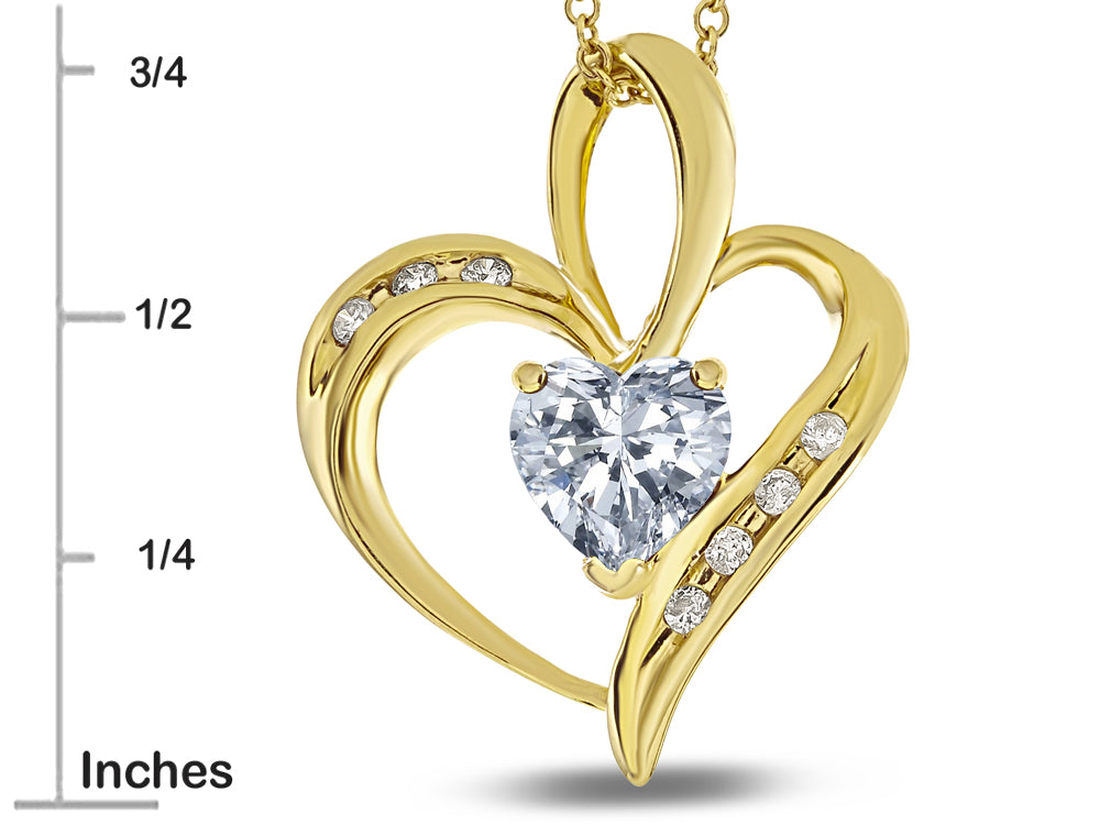 Star K Heart Shape 6mm White Topaz Pendant Necklace