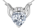 Star K Claddagh Love Pendant Necklace With 8mm Heart White Topaz