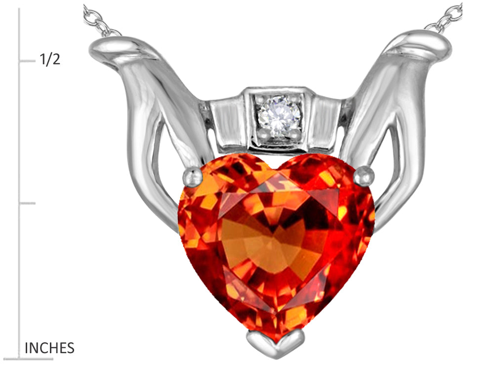 Star K Claddagh Love Pendant Necklace With 8mm Heart Simulated Mexican Fire Opal