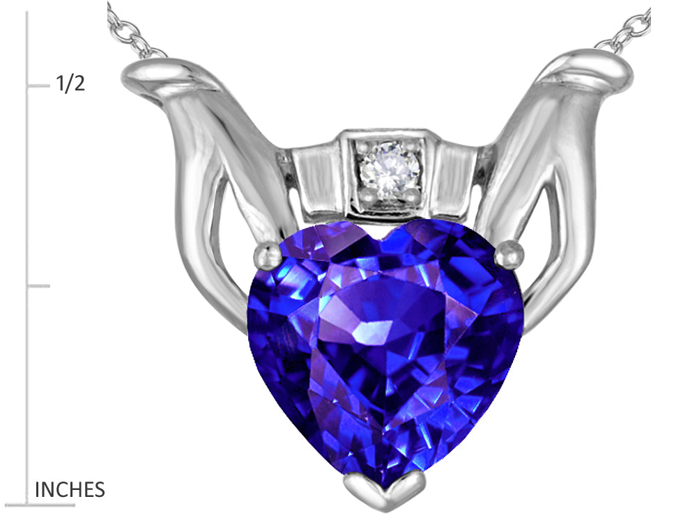 Star K Claddagh Love Pendant Necklace With 8mm Heart Simulated Tanzanite