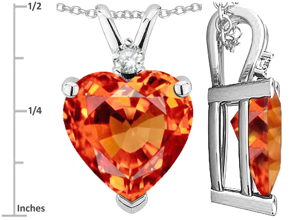 Star K 8mm Simulated Meixcan Fire Opal Heart Pendant Necklace