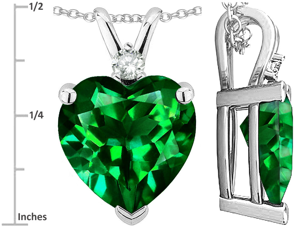Star K 8mm Simulated Emrald Heart Pendant Necklace