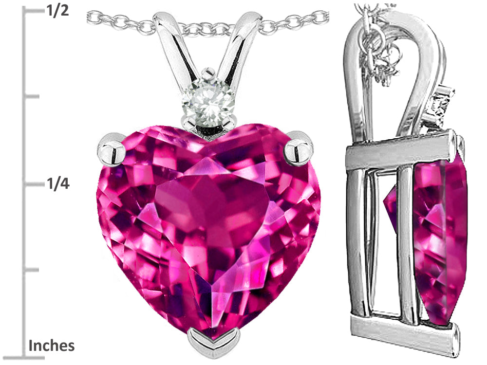 Star K 8mm Simulated Pink Tourmaline Heart Pendant Necklace