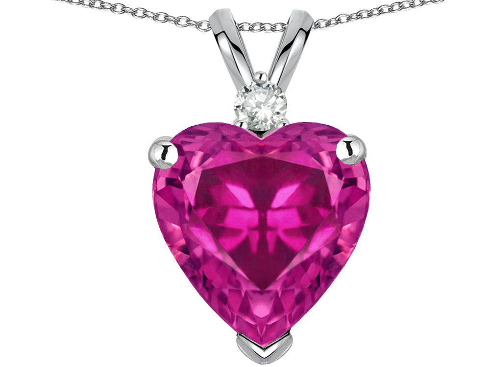 Star K 8mm Simulated Pink Tourmaline Heart Pendant Necklace