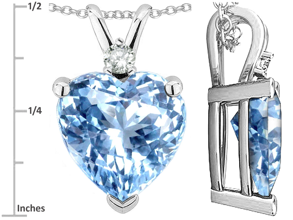 Star K 8mm Light Sky Blue Topaz Heart Pendant Necklace