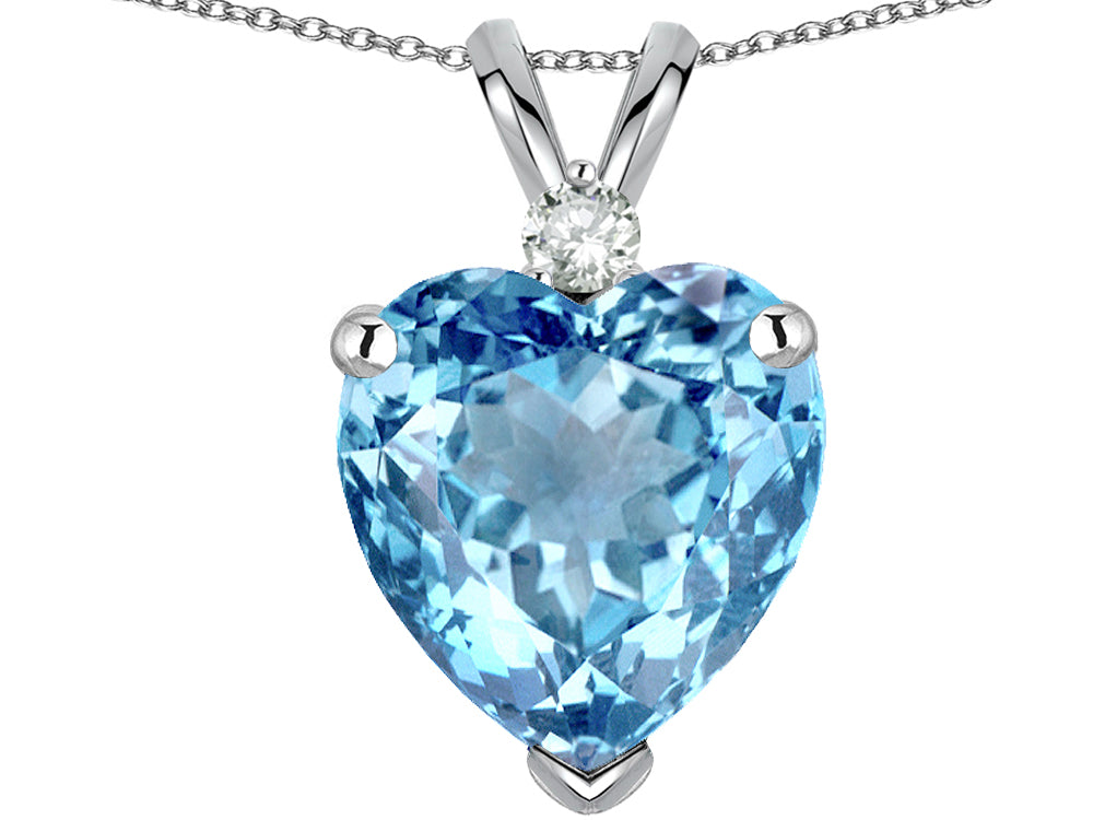 Star K 8mm Light Sky Blue Topaz Heart Pendant Necklace