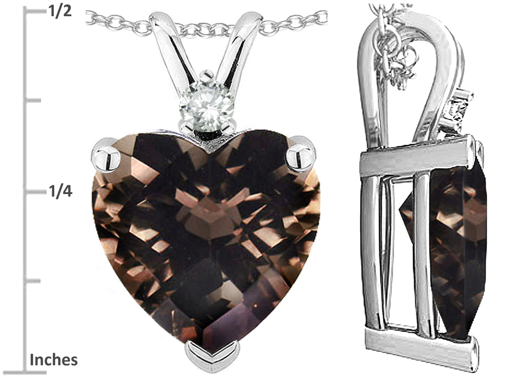 Star K 8mm Genuine Smoky Quartz Heart Pendant Necklace