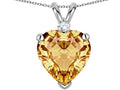 Star K 8mm Simulated Imperial Yellow Topaz Heart Pendant Necklace