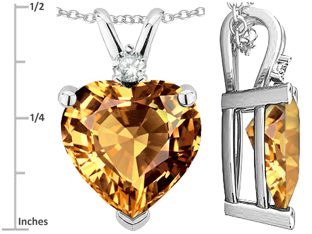 Star K 8mm Simulated Imperial Yellow Topaz Heart Pendant Necklace