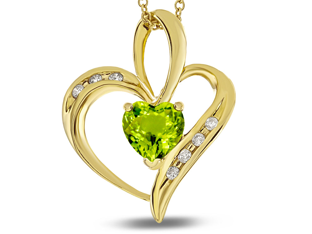 Star K Heart Shape 6mm Genuine Peridot Pendant Necklace