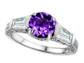 Star K Round 7mm Simulated Amethyst Engagement Ring