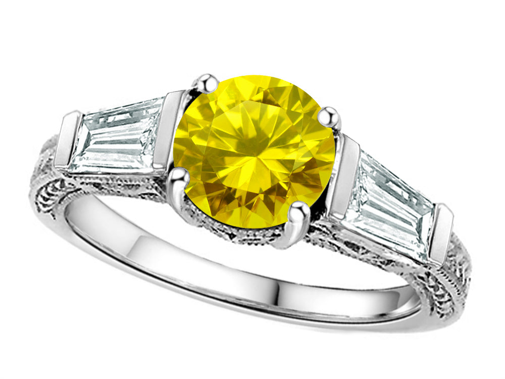 Star K Round 7mm Simulated Citrine Engagement Ring