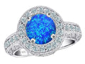 Star K 7mm Round Simulated Blue Opal Engagement Ring