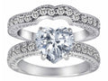 Star K 8mm Heart Shape Genuine White Topaz Wedding Set