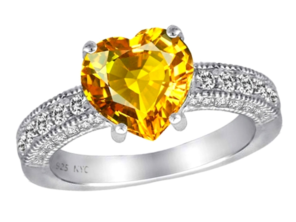 Star K Genuine 8mm Heart Shape Citrine Ring