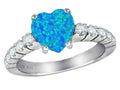 Star K 8mm Heart Shape Simulated Blue Opal Ring