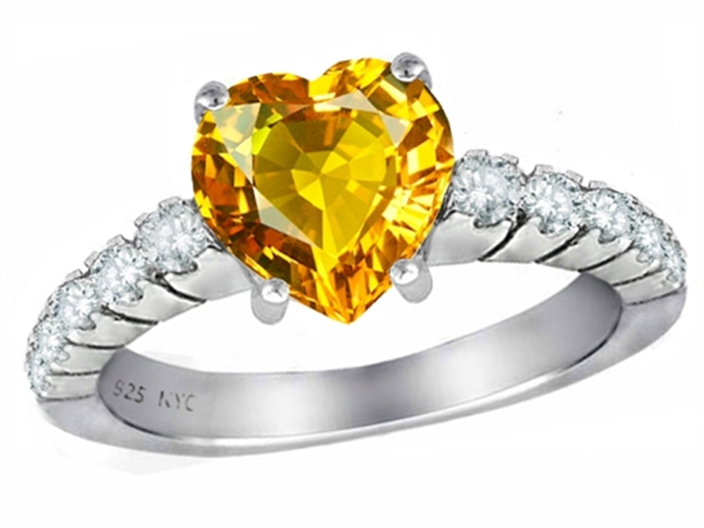 Star K Genuine 8mm Heart Shape Citrine Ring