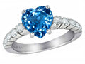 Star K 8mm Heart Shape Genuine Blue Topaz Ring