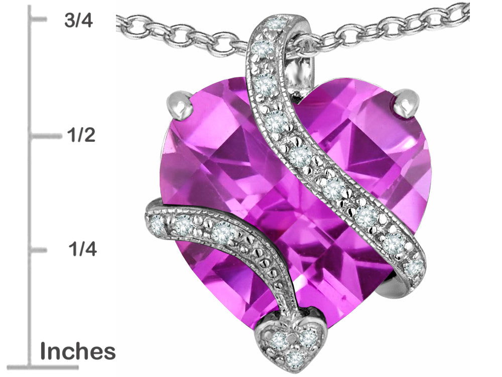 Star K Large 15mm Heart Shape Created Light Pink Sapphire Love Pendant Necklace