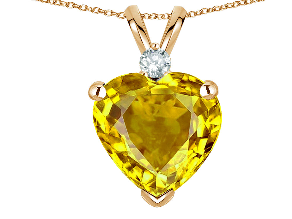 Star K 8mm Genuine Citrine Heart Pendant Necklace