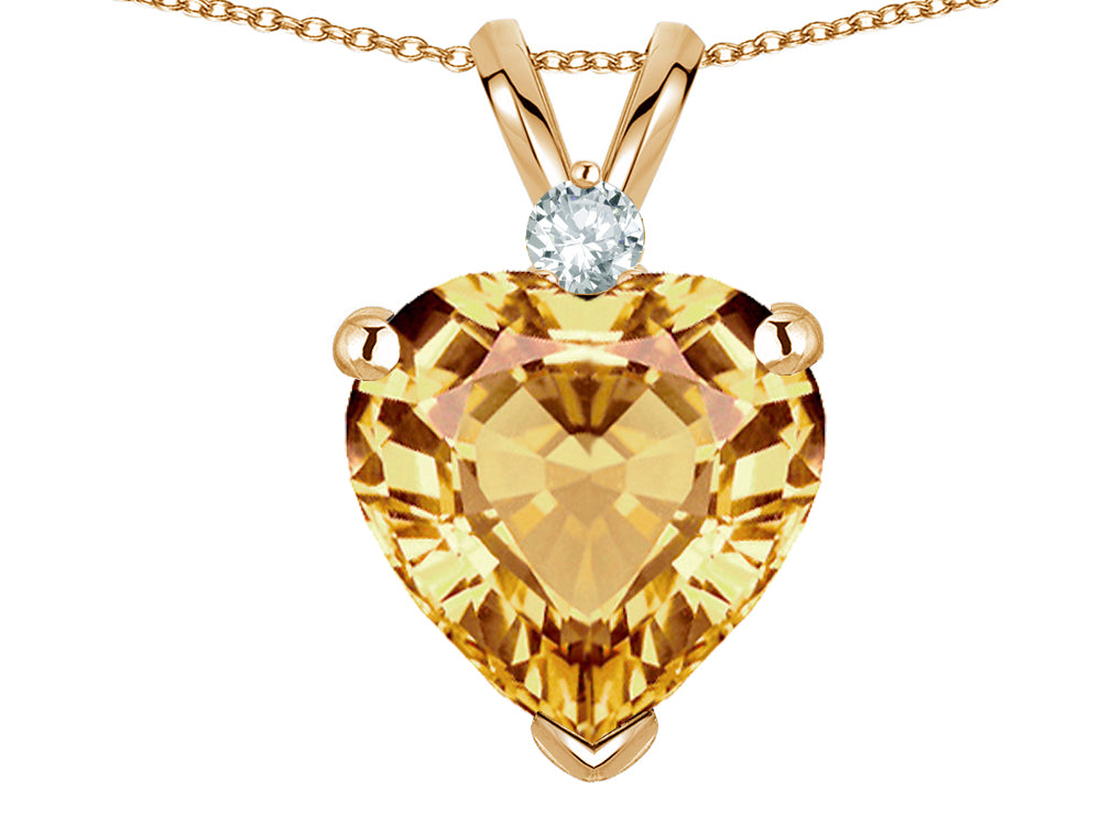 Star K 8mm Simulated Imperial Yellow Topaz Heart Pendant Necklace