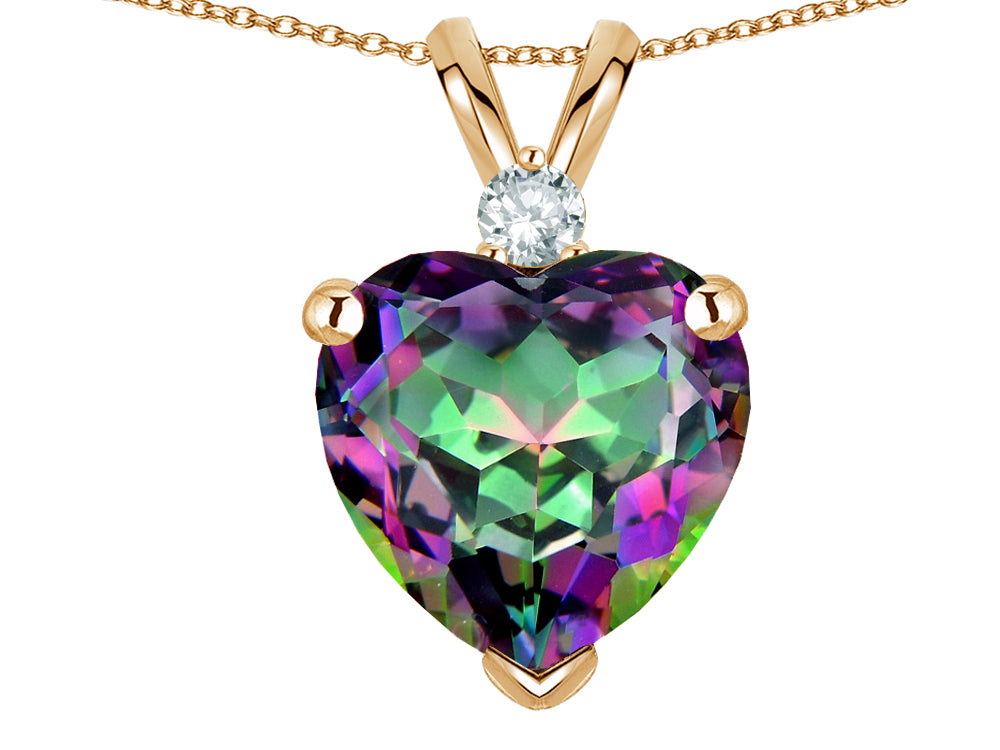 Star K 8mm Rainbow Mystic Topaz Heart Pendant Necklace