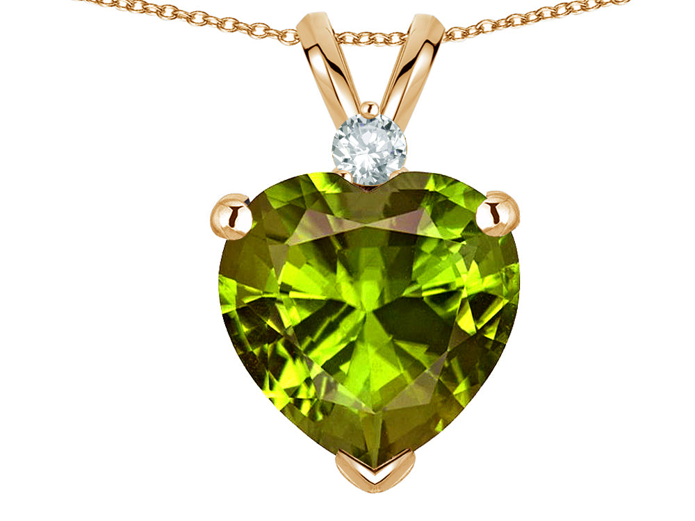 Star K 8mm Genuine Peridot Heart Pendant Necklace