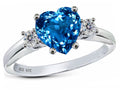 Star K 8mm Heart Shape Simulated Blue Topaz Ring