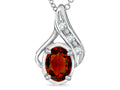 Star K Oval 7x5mm Genuine Garnet Drop Pendant Necklace