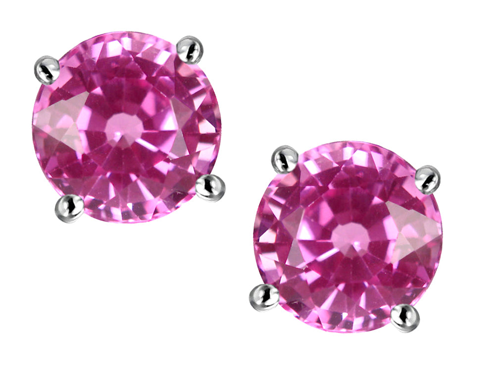 Star K Round 6mm Created Pink Sapphire Classic Screw Back Stud Earrings