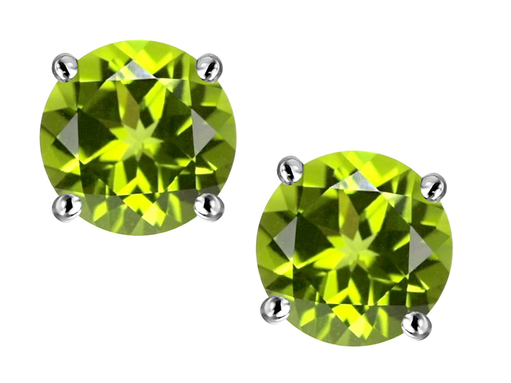 Star K Round 6mm Genuine Peridot Classic Screw Back Stud Earrings
